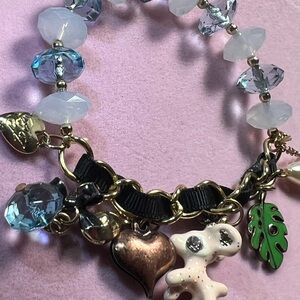 Betsey Johnson Pink and Green Charm Bracelet